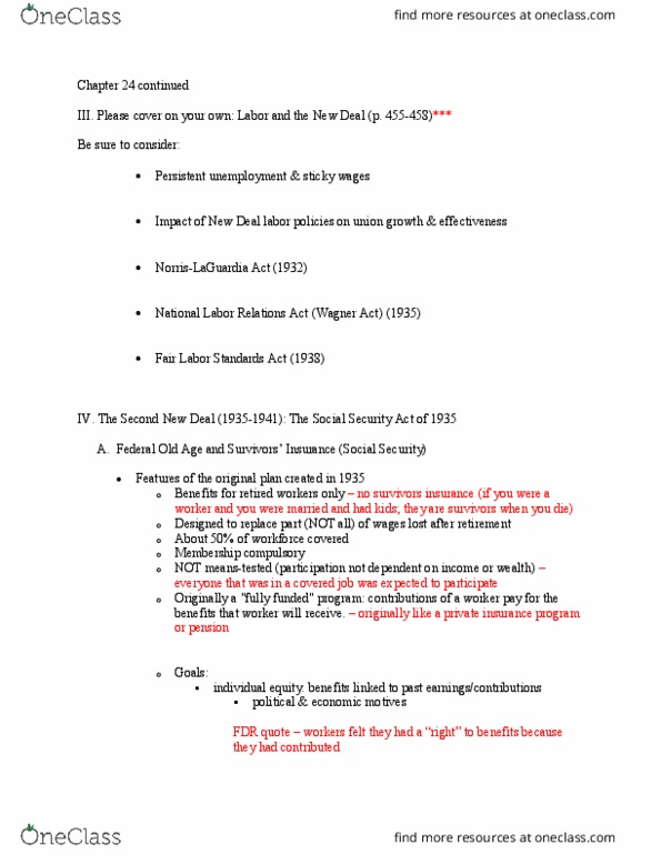 ECON 2200 Chapter Notes - Chapter 24: Fair Labor Standards Act, National Labor Relations Act, Second New Deal thumbnail