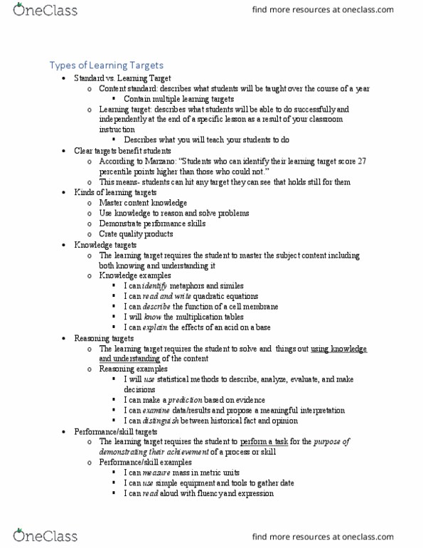 EDFL 2100 Lecture 3: Types of Learning Targets_lecutre 3 thumbnail