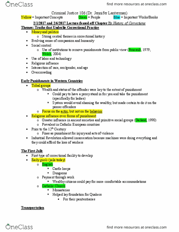 CRJ 106 Lecture Notes - Lecture 2: Social Control, Jeremy Bentham, Open Prison thumbnail