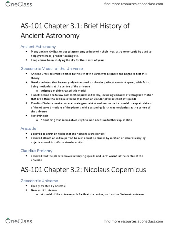 AS101 Lecture Notes - Lecture 4: Ptolemy, Circular Motion, Retrograde And Prograde Motion thumbnail