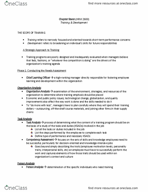HRM 2600 Chapter Notes - Chapter 7: Web Conferencing, Job Performance, Reinforcement thumbnail