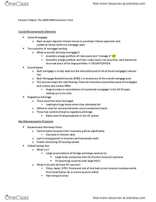 ECON 319 Lecture Notes - Lecture 5: Global Saving Glut, United States Treasury Security, Credit Crunch thumbnail