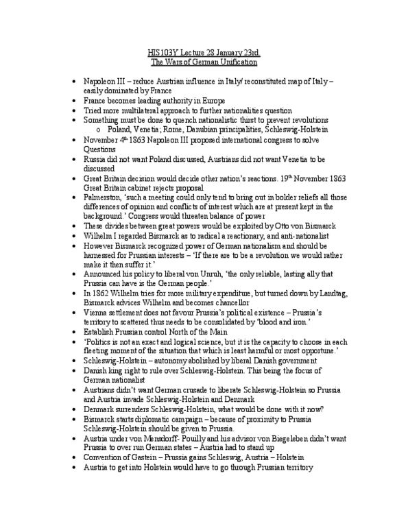 HIS103Y1 Lecture Notes - Unification Of Germany, Danubian Principalities, Crusade Of 1197 thumbnail