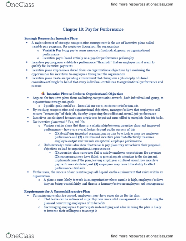 ADMS 2600 Chapter Notes - Chapter 10: Piece Work, Job Performance, Standard Streams thumbnail