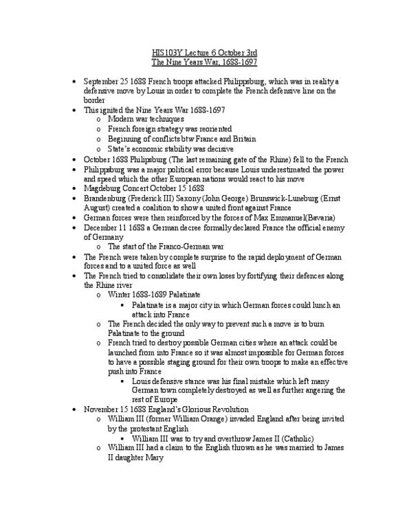 HIS103Y1 Lecture Notes - Lecture 6: Great Power, Protestantism, Breisach thumbnail