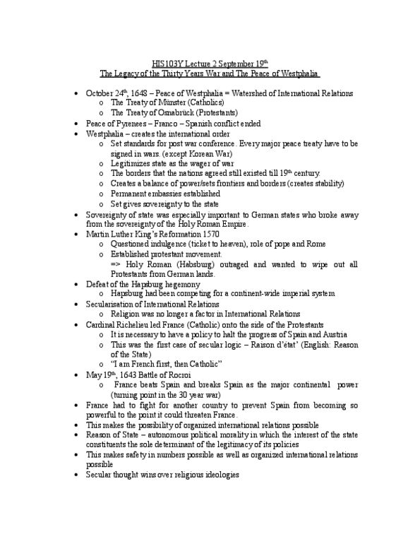 HIS103Y1 Lecture Notes - Lecture 2: Protestantism thumbnail