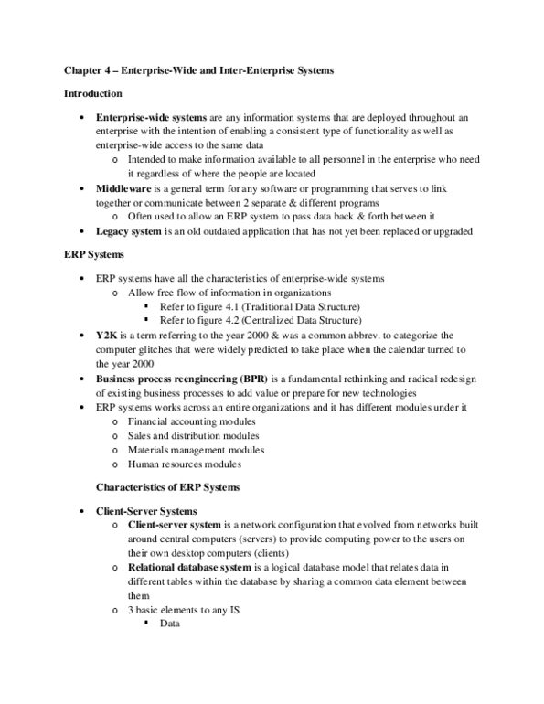 ITM 350 Chapter Notes - Chapter 4: Business Process Reengineering, Relational Database, Database Model thumbnail