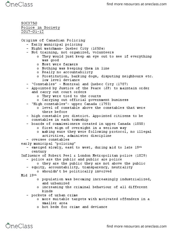 SOC 3750 Lecture Notes - Lecture 1: Police Misconduct, London Metropolitan University, Management System thumbnail