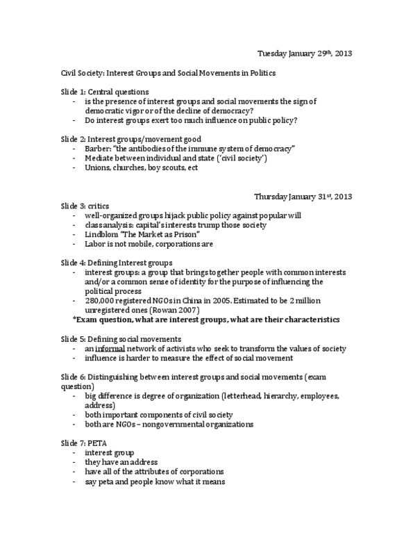 POLI 1F90 Lecture Notes - Canadian Medical Association, Mothers Against Drunk Driving, Antibody thumbnail
