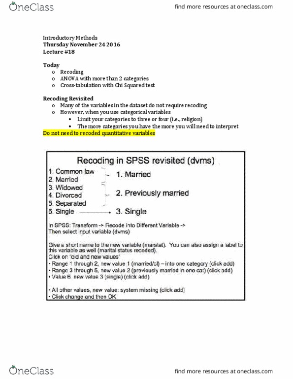 SOAN 2120 Lecture Notes - Lecture 18: General Linear Model, Contingency Table, Categorical Variable thumbnail