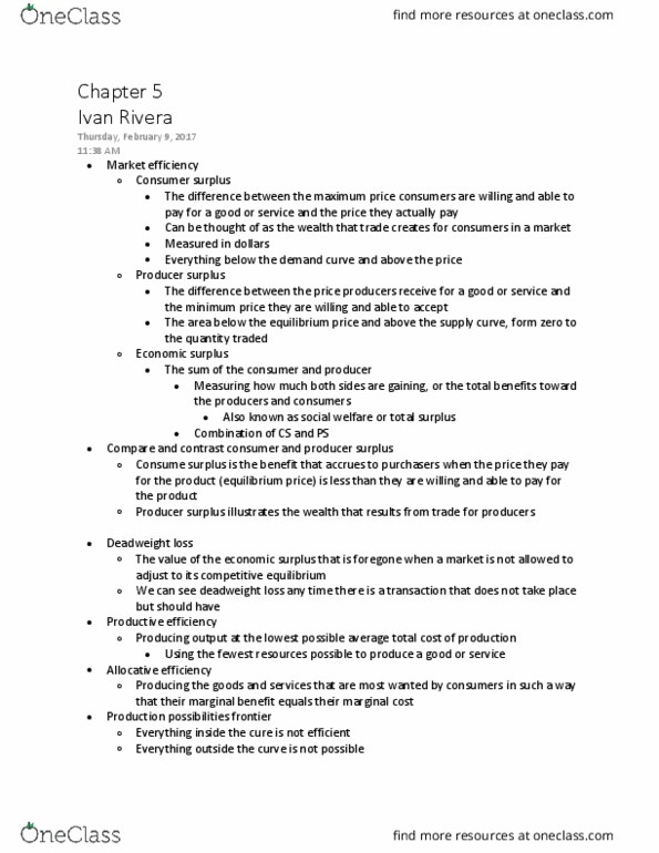 ECON 2304 Lecture Notes - Lecture 3: Economic Surplus, Economic Equilibrium, Efficient-Market Hypothesis thumbnail