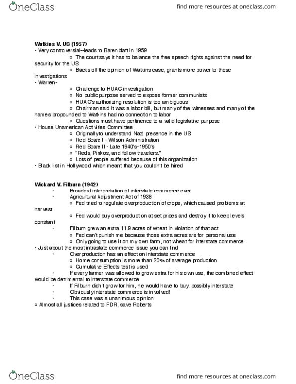 PSCI 3322 Lecture Notes - Lecture 2: House Un-American Activities Committee, Agricultural Adjustment Act, Overproduction thumbnail