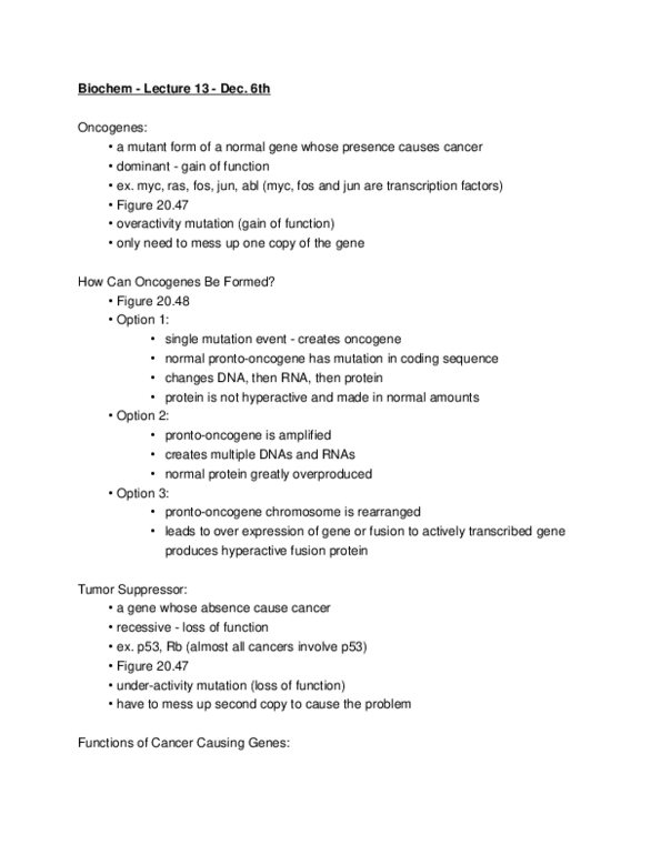 Biochemistry 2280A Lecture Notes - Apoptosis, Myc, Haematopoiesis thumbnail