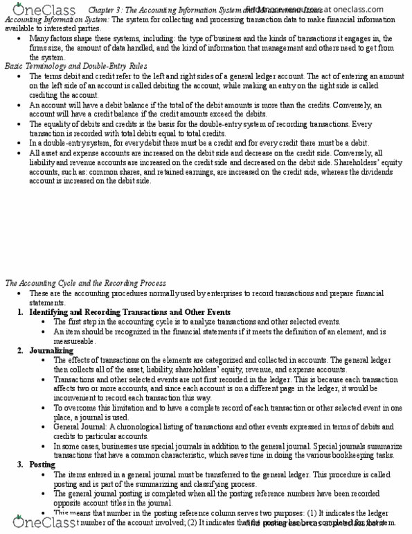 ACCT 3330 Chapter Notes - Chapter 3: Credit Risk, Historical Cost, Income Statement thumbnail