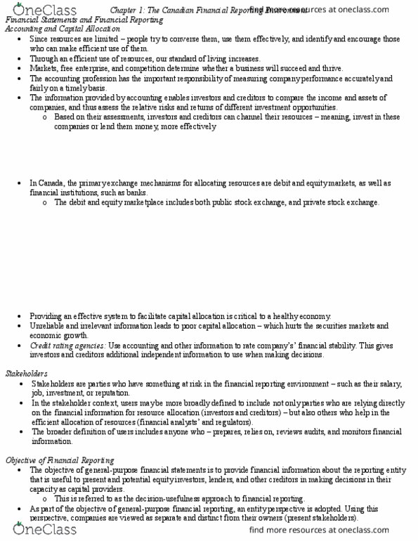 ACCT 3330 Chapter Notes - Chapter 1: Capital Market, Credit Rating Agency, Financial Statement thumbnail