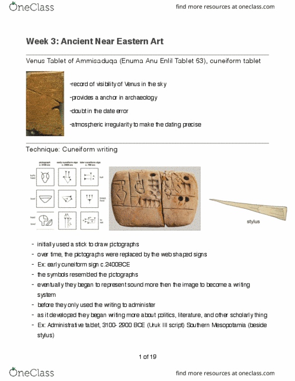 FAH205H5 Lecture Notes - Lecture 3: Enuma Anu Enlil, National Museum Of Iraq, Lapis Lazuli thumbnail