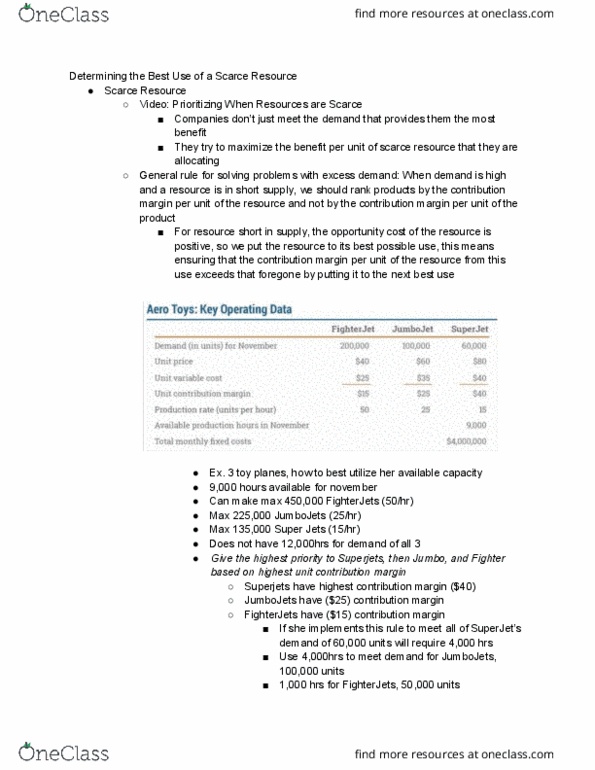 ACC 310F Chapter Notes - Chapter 3: Contribution Margin, Shortage, Opportunity Cost thumbnail