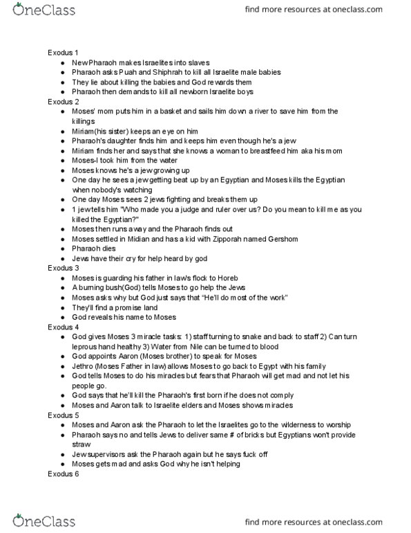 HUM 1 Lecture Notes - Lecture 5: Shiphrah, Zipporah, Puah thumbnail