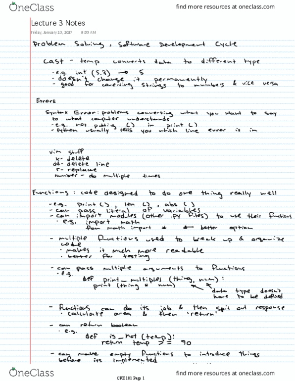 CPE 101 Lecture 3: & 4 Notes thumbnail