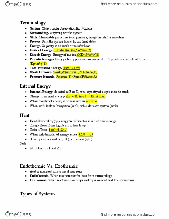 CHEM 6B Lecture Notes - Lecture 11: Heat Capacity, Calorimetry, Exothermic Process thumbnail