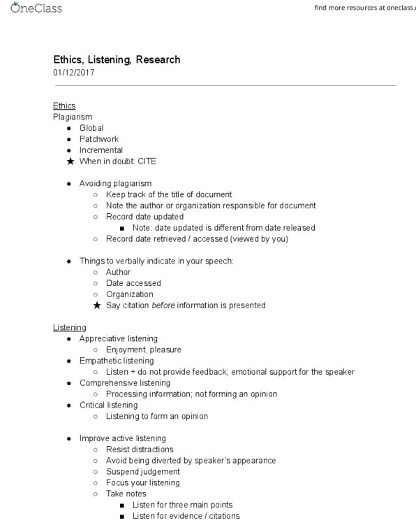 COMS 102 Lecture Notes - Lecture 2: Active Listening thumbnail