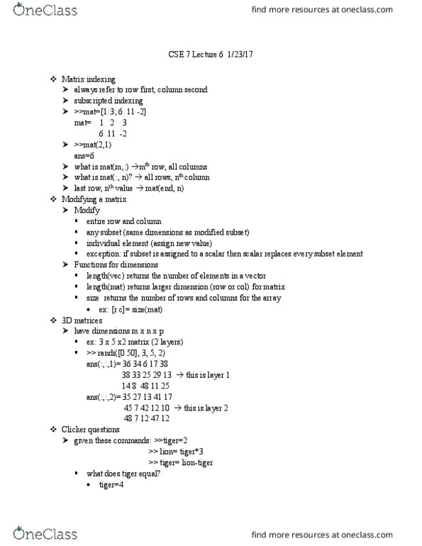 CSE 7 Lecture Notes - Lecture 6: Matlab, Mexican Peso thumbnail