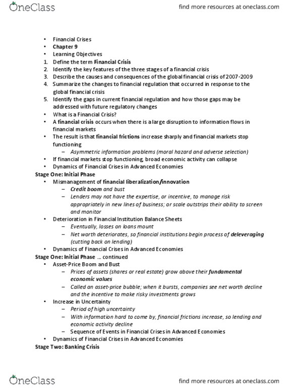 ECON 3430 Lecture Notes - Lecture 9: Debt Deflation, Mortgage Broker, Stock Market Crash thumbnail