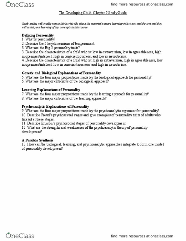 PSYC 2230 Chapter Notes - Chapter 9: Extraversion And Introversion, Agreeableness thumbnail