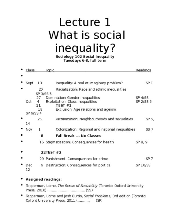 SOC102H1 Lecture Notes - Gerhard Lenski, Social Inequality, Ageism thumbnail