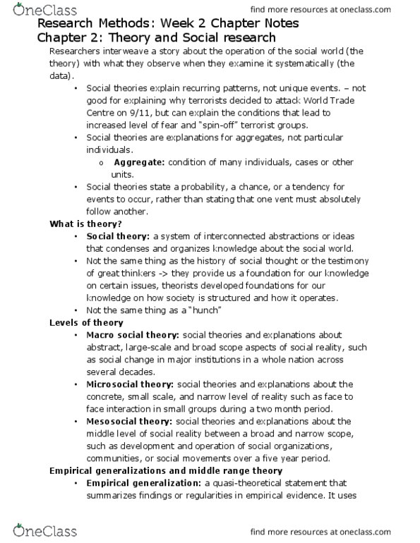 Sociology 2206A/B Chapter 2: Research Methods - week 2 textbook thumbnail