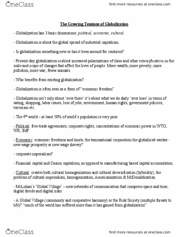 SOSC 1040 Lecture 19: Growing Tensions of Globalization thumbnail