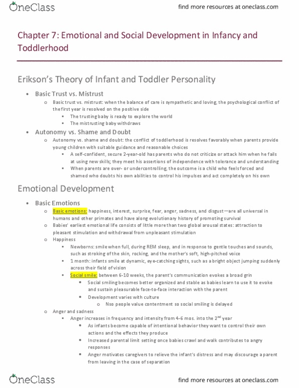 CHD-2220 Chapter Notes - Chapter 7: Parenting, Nso People, Emotion Classification thumbnail