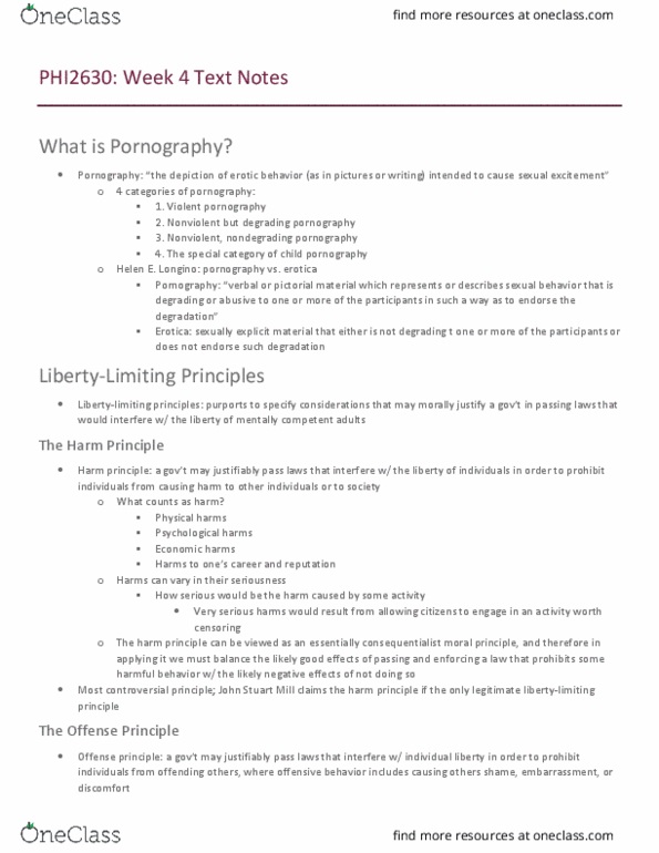PHI-2630 Lecture Notes - Lecture 4: John Stuart Mill, Harm Principle, Consequentialism thumbnail