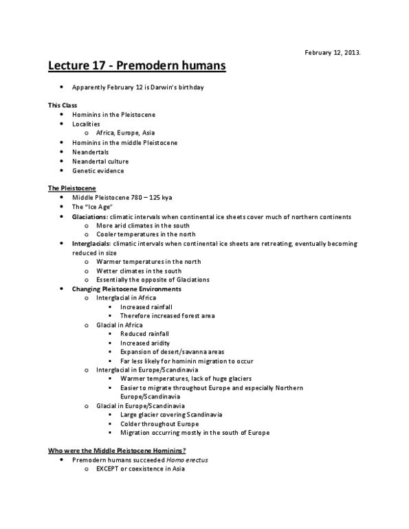 ANT203Y1 Lecture Notes - Lecture 17: Acheulean, Hyoid Bone, Homo Erectus thumbnail