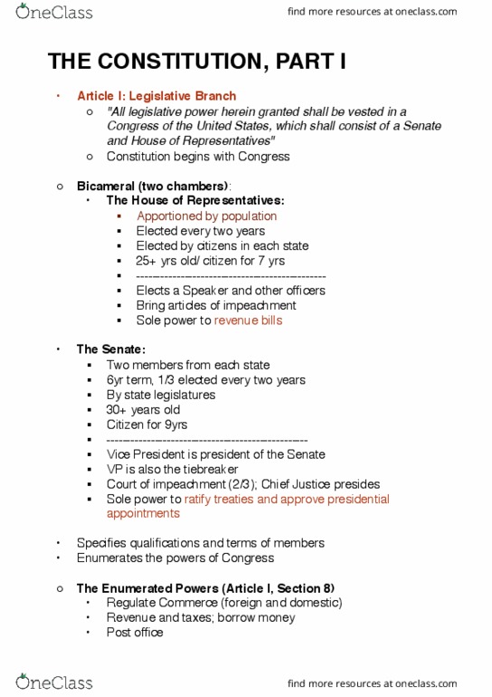 CAS PO 111 Chapter Notes - Chapter 3: Sole Power, Indirect Election, Electoral College thumbnail