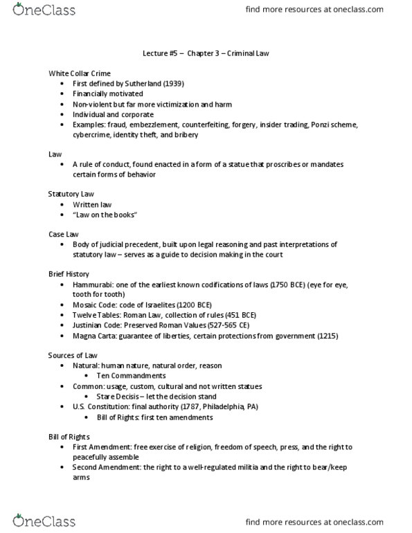 CRJU 20413 Lecture 5: Lecture #5 - Exam #1 thumbnail