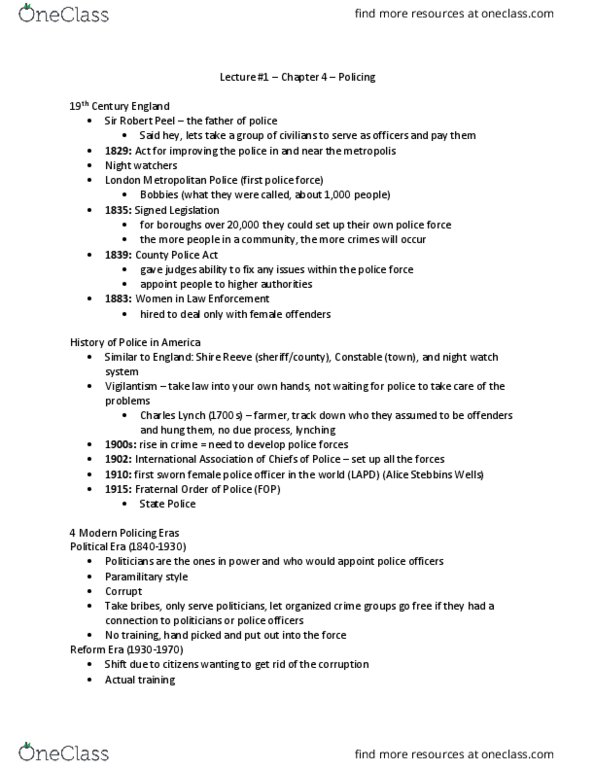 CRJU 20413 Lecture 1: Lecture #1 - Exam #2 thumbnail