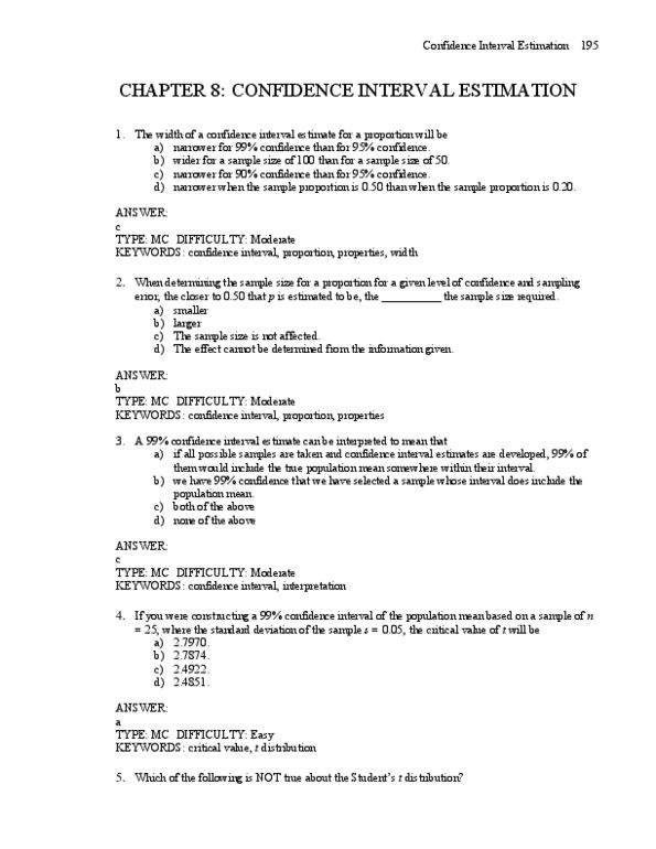 MGMT 1050 Lecture Notes - Standard Error, Statistical Parameter, Interval Estimation thumbnail