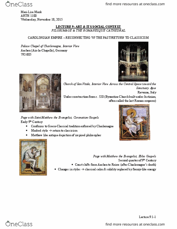 ARTH 1100 Lecture 9: LECTURE 9 [pt. 1] - Art & Its Social Context (Pilgrimage & The Romanesque Cathedral) thumbnail
