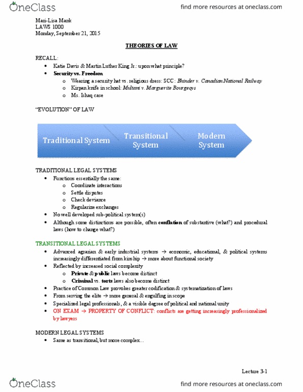 LAWS 1000 Lecture 3: LECTURE 3 - Theories of Law thumbnail