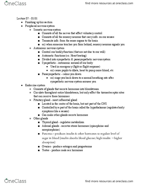 PSY BEH 9 Lecture 7: Lecture 07 - 01/31 thumbnail