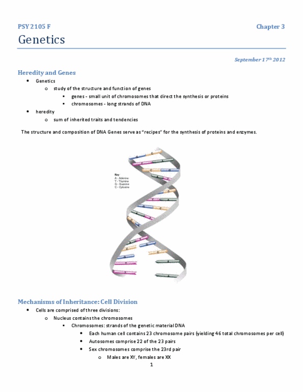 PSY 2105 Lecture Notes - Genetic Counseling, Haemophilia, Specific Developmental Disorder thumbnail