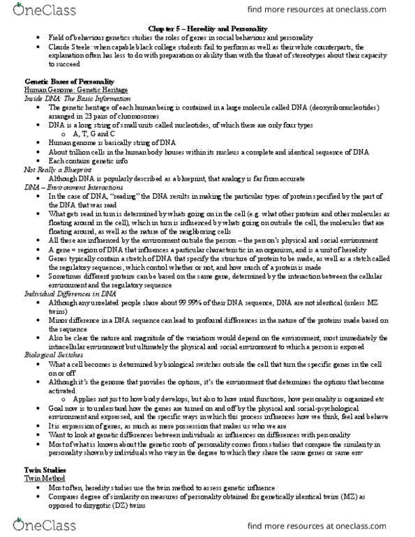 Psychology 2550A/B Chapter 5: Chapter 5 – Heredity and Personality thumbnail