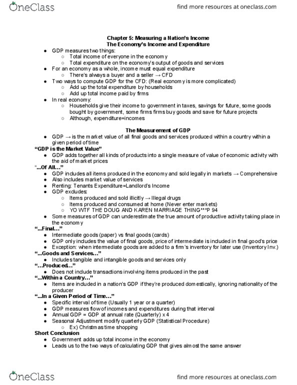 ECO 1102 Chapter 5: ECO1102 Chapter 5: Chapter: Measuring a Nation's Income thumbnail