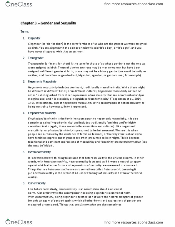 SOCI 1000 Lecture 5: Chapter 3 Gender and Inequality thumbnail