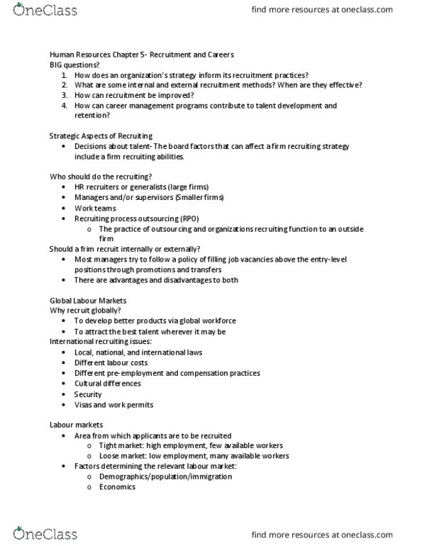 HRM 2600 Lecture Notes - Lecture 5: Implementation Force, Career Management, Executive Search thumbnail