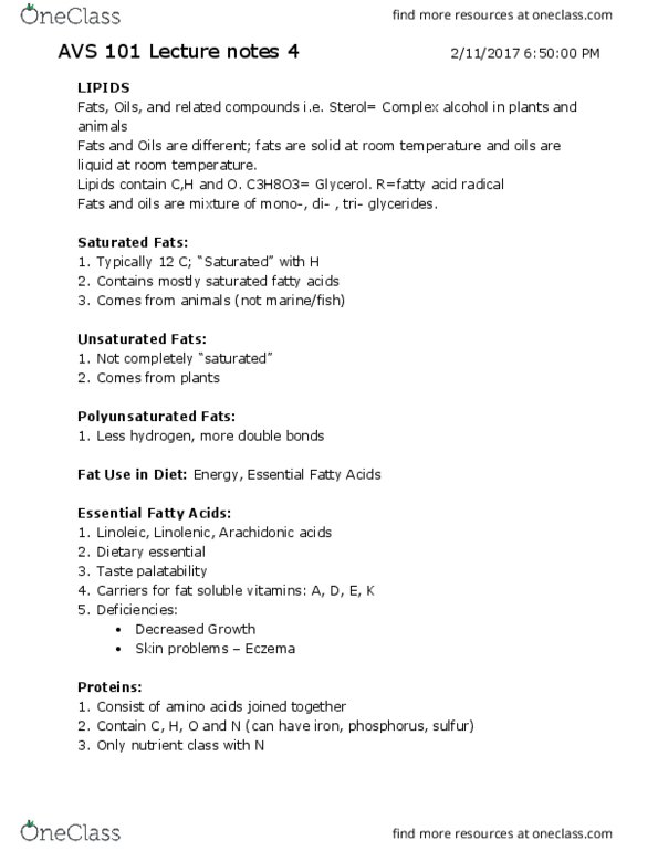 AVS 101 Lecture Notes - Lecture 4: Arginine, Tryptophan, Threonine thumbnail