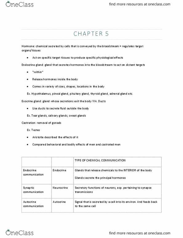 PSYC 280 Lecture 5: Chapter 5 -Hormones and the Brain thumbnail