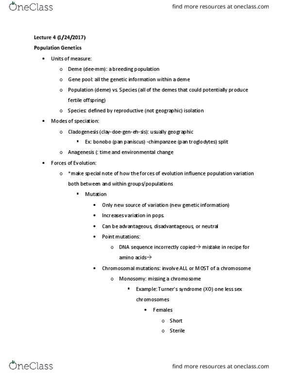 ANTH 242 Lecture Notes - Lecture 6: Trisomy, Phenotype, Chromosome thumbnail