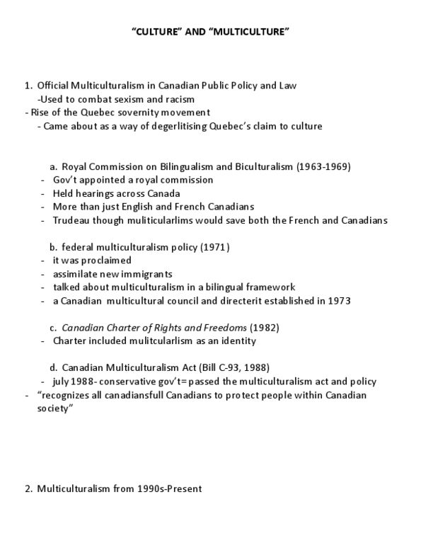 SOSC 1350 Lecture Notes - Flying While Muslim, Canadian Multiculturalism Act, Canadian Economics Association thumbnail